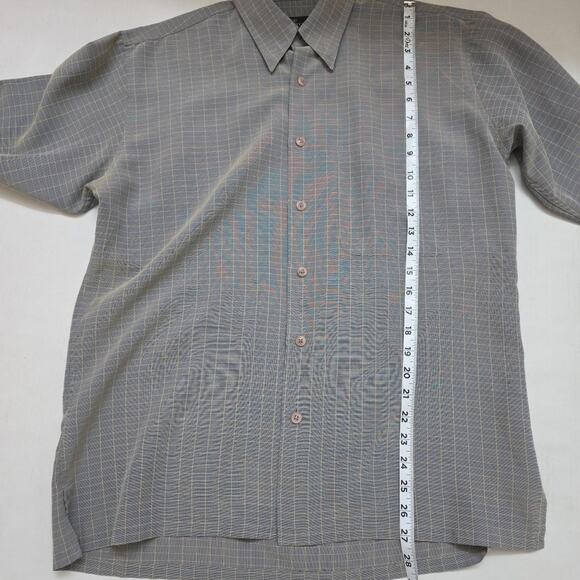 Bugatchi Uomo Shirt Mens Small Check Gray Button Up Long Sleeve Pocket - Picture 6 of 6